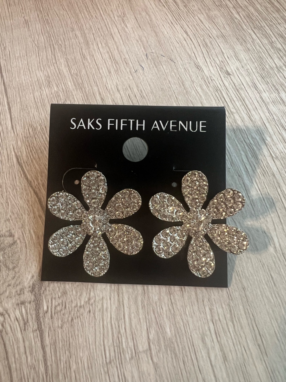 Saks Fifth Avenue Crystal Flower Stud Earrings – Sparkly Floral Statement